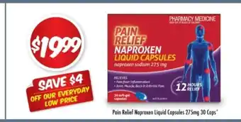 Pain Relief Naproxen Liquid Capsules 275mg 30 Caps