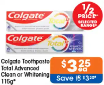 Good Price Pharmacy Colgate Toothpaste Total Advanced Clean or Whitening 115g offer