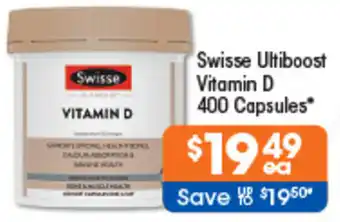 Good Price Pharmacy Swisse Ultiboost Vitamin D 400 Capsules offer