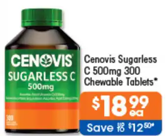 Good Price Pharmacy Cenovis Sugarless C 500mg 300 Chewable Tablets offer