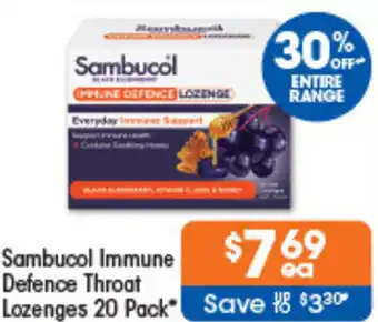 Good Price Pharmacy Sambucol Immune Defence Throat Lozenges 20 Pack offer
