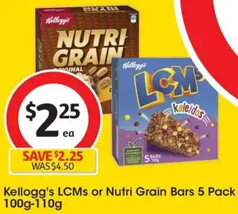 Coles Kellogg's LCMs or Nutri Grain Bars 5 Pack 100g-110g offer