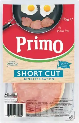 IGA Primo Wood Smoked Short Cut Rindless Bacon 175g offer
