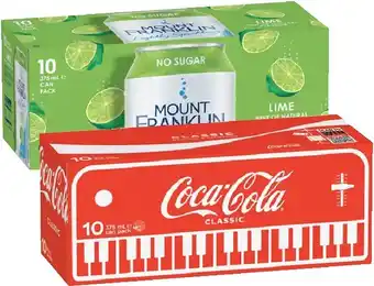 IGA Coca-Cola, Sprite, Fanta or Mount Franklin Lightly Sparkling 10x375mL Selected Varieties offer