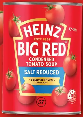 IGA Heinz Big Red Salt Reduced Tomato Condensed Soup 420g offer