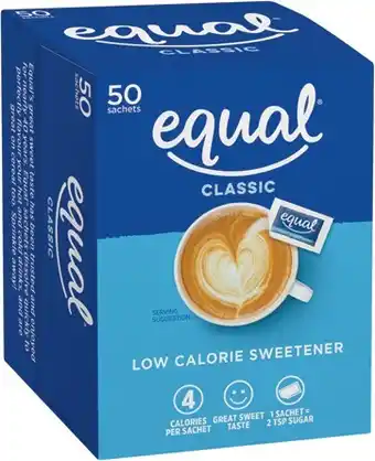 IGA Equal Sweetener Sachets 50 Pack offer