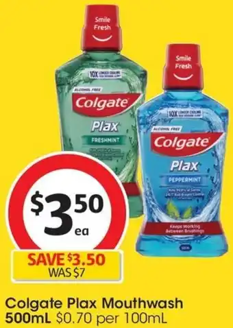 Coles Colgate Plax Mouthwash 500mL offer