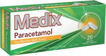 IGA Medix Paracetamol Capsule Shaped Tablets 20 Pack offer