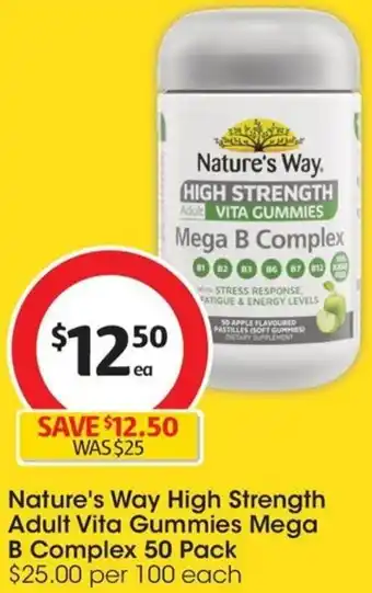 Coles Nature's Way High Strength Adult Vita Gummies Mega B Complex 50 Pack offer