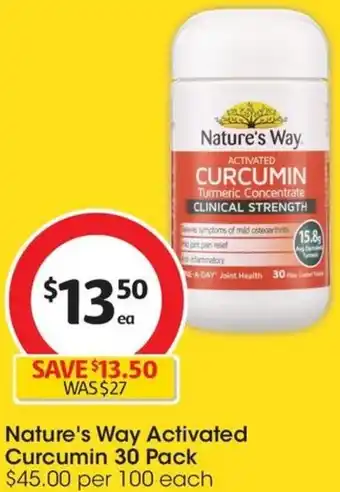 Coles Nature's Way Activated Curcumin 30 Pack offer