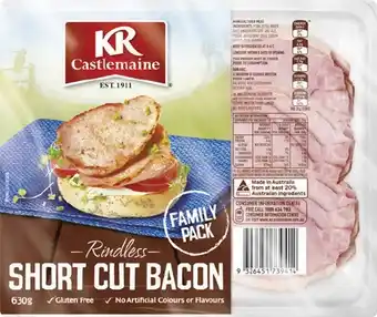 IGA KR Castlemaine Rindless Short Cut Bacon 630g offer