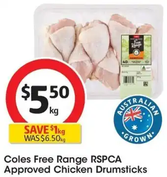 Coles Coles Free Range RSPCA Approved Chicken Drumsticks offer