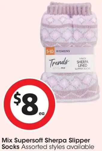 Coles Mix Supersoft Sherpa Slipper Socks offer