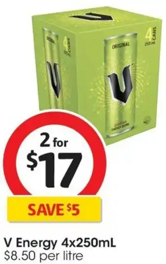 Coles V Energy 4x250mL offer