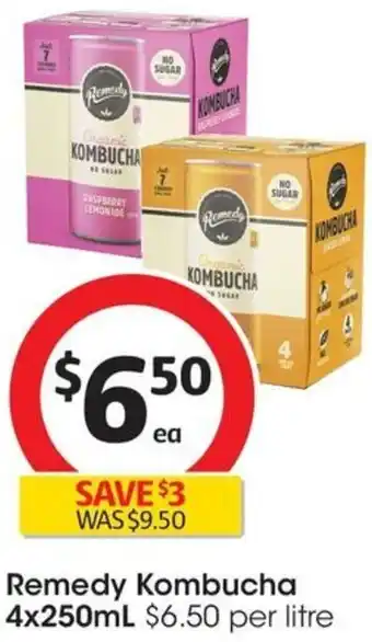 Coles Remedy Kombucha 4x250mL offer