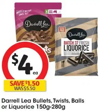 Coles Darrell Lea Bullets, Twists, Balls or Liquorice 150g-280g offer