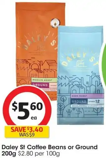 Coles Daley St Coffee Beans or Ground 200g offer