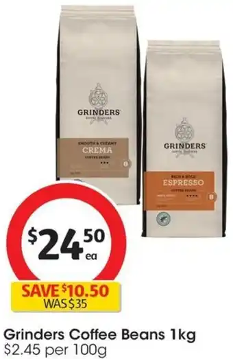 Coles Grinders Coffee Beans 1kg offer