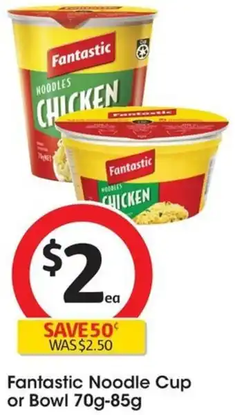 Coles Fantastic Noodle Cup or Bowl 70g-85g offer