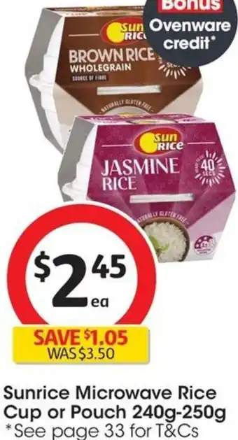 Coles Sunrice Microwave Rice Cup or Pouch 240g-250g offer