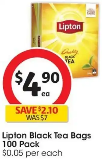 Coles Lipton Black Tea Bags 100 Pack offer