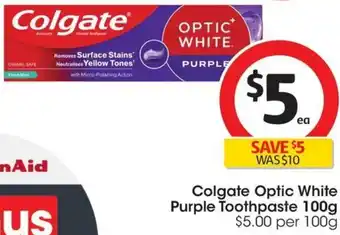 Coles Colgate Optic White Purple Toothpaste 100g offer