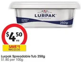 Coles Lurpak Spreadable Tub 250g offer