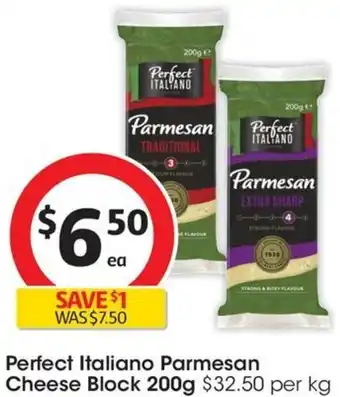 Coles Perfect Italiano Parmesan Cheese Block 200g offer