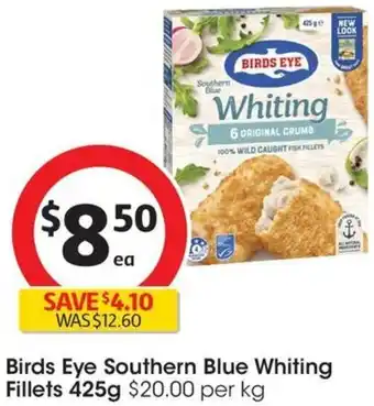 Coles Birds Eye Southern Blue Whiting Fillets 425g offer