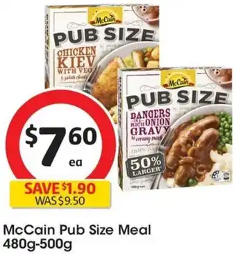 Coles McCain Pub Size Meal 480g-500g offer