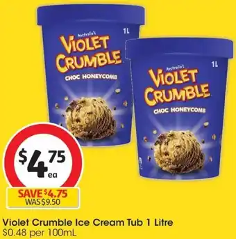 Coles Violet Crumble Ice Cream Tub 1 Litre offer