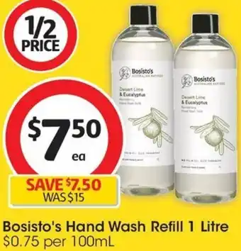 Coles Bosisto's Hand Wash Refill 1 Litre offer