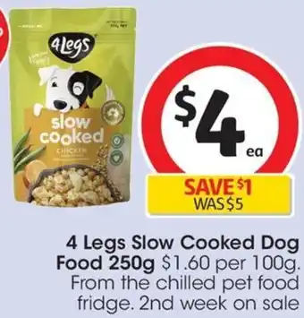 Coles 4 Legs Slow Cooked Dog Food 250g offer