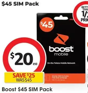 Coles Boost $45 SIM Pack offer