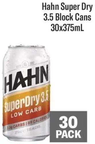 Coles Hahn Super Dry 3.5 Block Cans 30x375mL offer