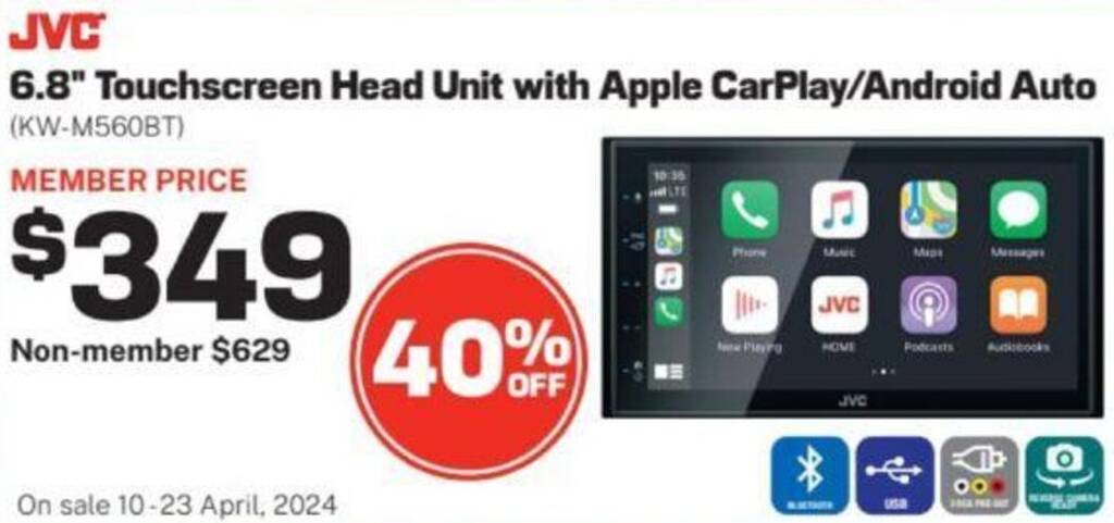 6.8" Touchscreen Head Unit with Apple CarPlay/Android Auto offer at Repco