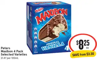 IGA Peters Maxibon 4 Pack offer