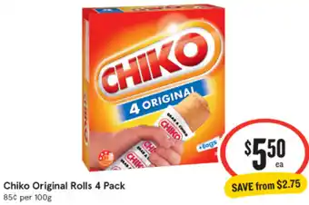 IGA Chiko Original Rolls 4 Pack offer