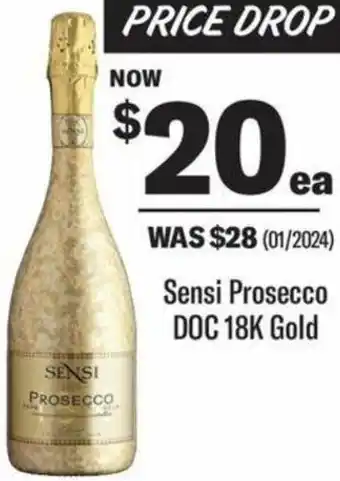 Liquorland Sensi Prosecco DOC 18K Gold offer