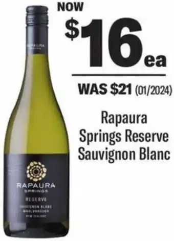 Liquorland Rapaura Springs Reserve Sauvignon Blanc offer