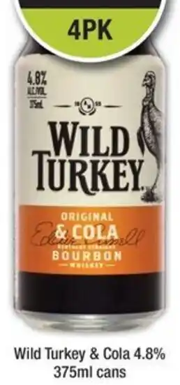 Bottler Wild Turkey & Cola 4.8% 375ml cans offer