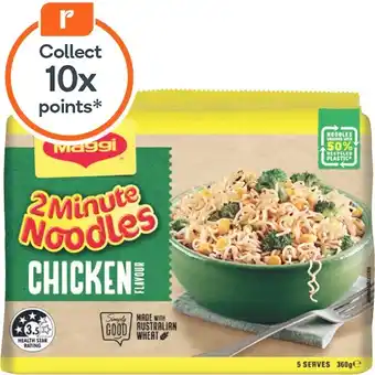 Woolworths Maggi 2 Minute Noodles 340-380g Pk 5 offer