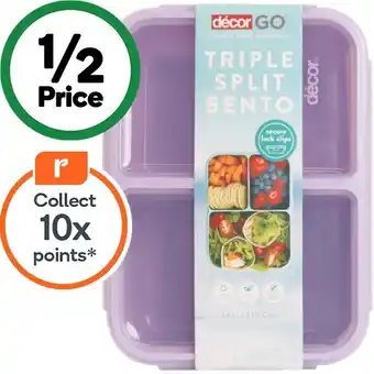 Woolworths Decor Go Triple Split Bento Box Assorted Each offer