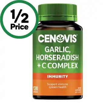 Woolworths Cenovis Garlic Horseradish + Vitamin C Complex Capsules Pk 120 offer