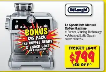 JB Hi-Fi La Specialista Manual Coffee Machine offer