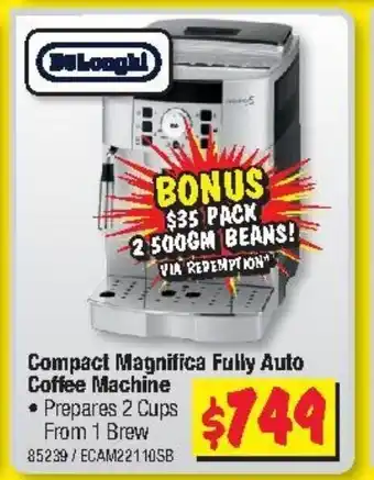 JB Hi-Fi Compact Magnifica Fully Auto Coffee Machine offer