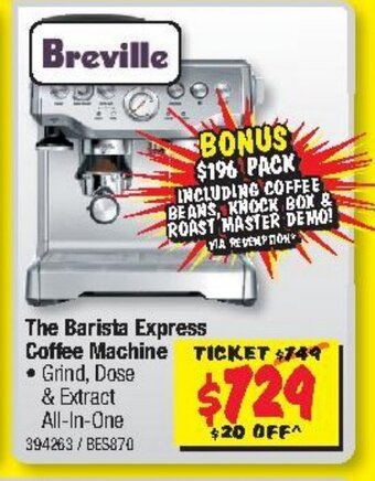 JB Hi-Fi The Barista Express Coffee Machine offer