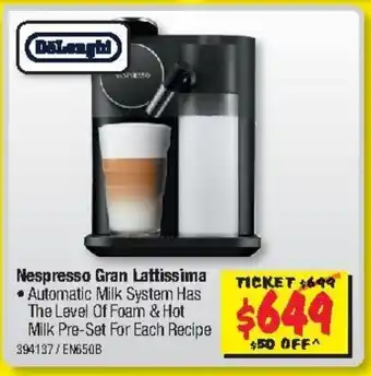 JB Hi-Fi Nespresso Gran Lattissima offer