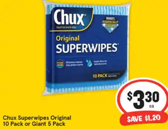 IGA Chux Superwipes Original 10 Pack or Giant 5 Pack offer