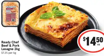 IGA Ready Chef Beef & Pork Lasagne 2kg offer